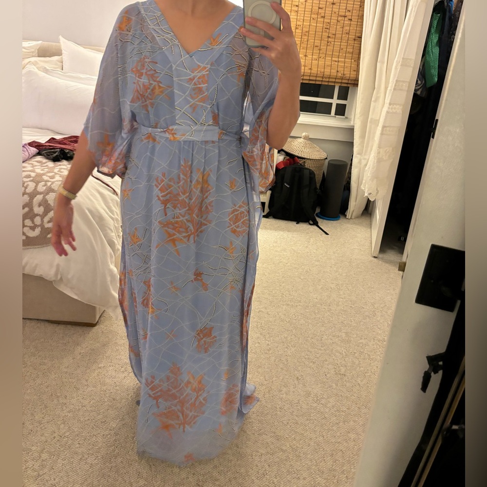 J. McLaughlin Light Blue and Peach Floral Maxi Dress